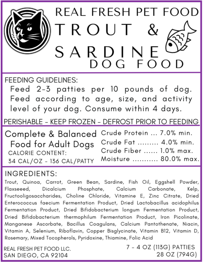 Dog Food: Trout & Sardine