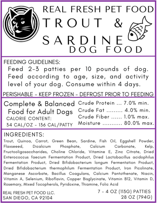 Dog Food: Trout & Sardine